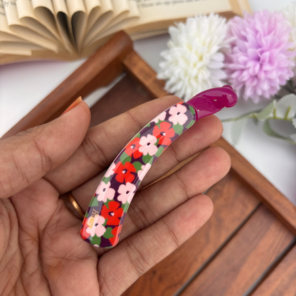 Flower Printed Lock Banana Clip - Medium