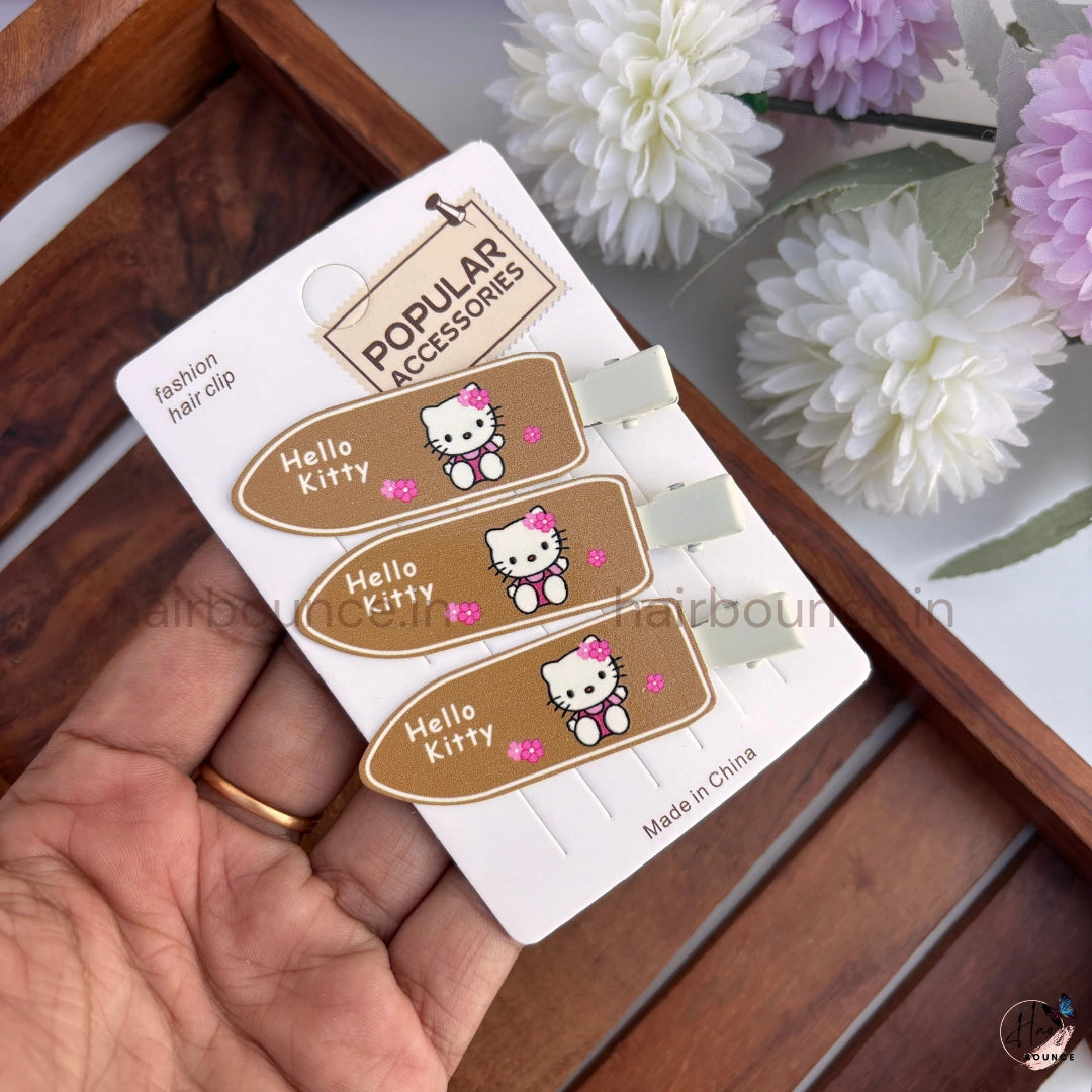 Kitty Printed Snap Hair Clips for Kids (Pack of 3)
