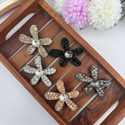 Stone Filled Flower Alligator Clip