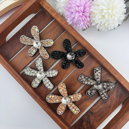 Stone Filled Flower Alligator Clip