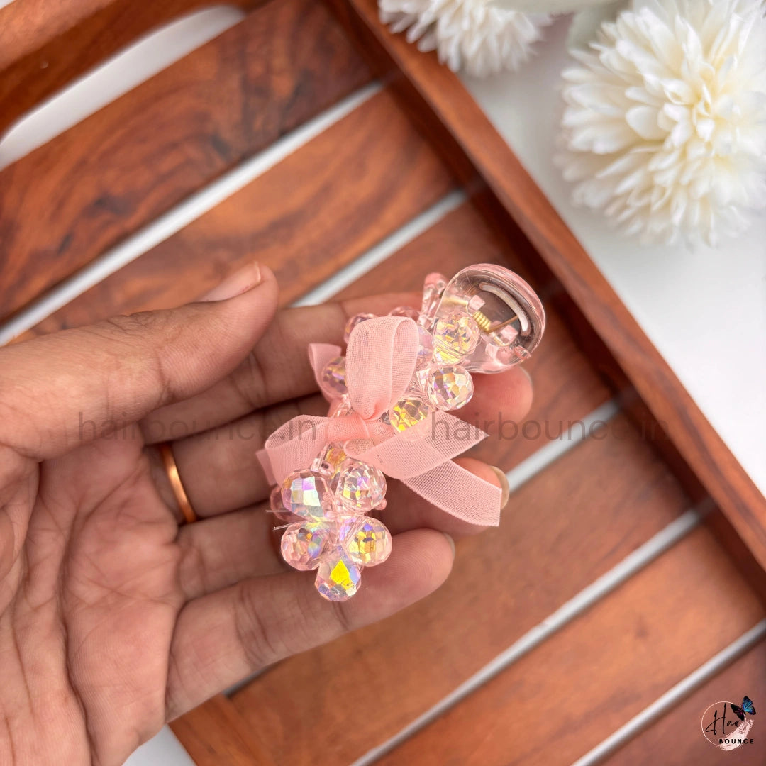 Crystal Bow Mini Hair Claw – Small