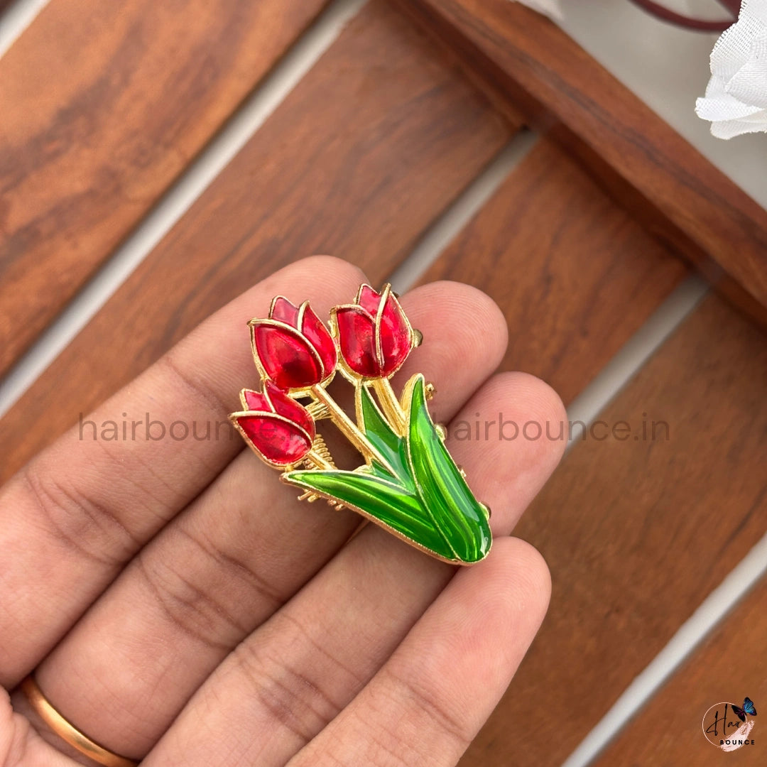 Tulip Garden Metal Hair Claw Clip - Small