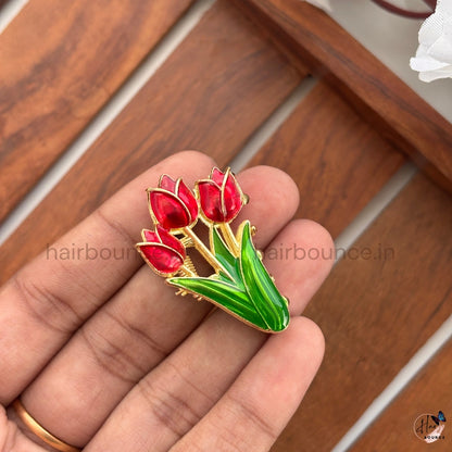 Tulip Garden Metal Hair Claw Clip - Small