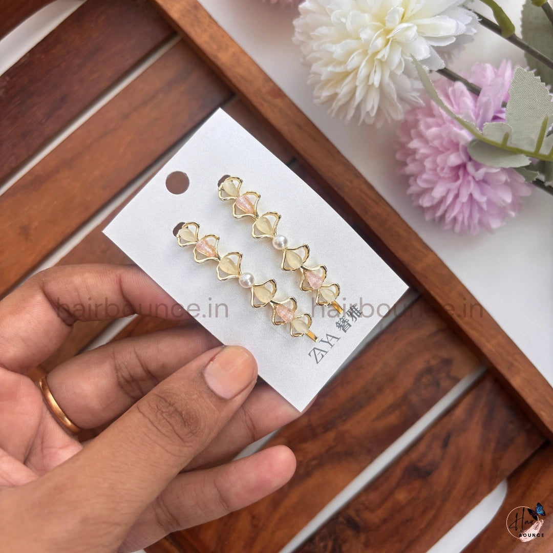 Golden Butterfly Pearl Drop Hair Pins