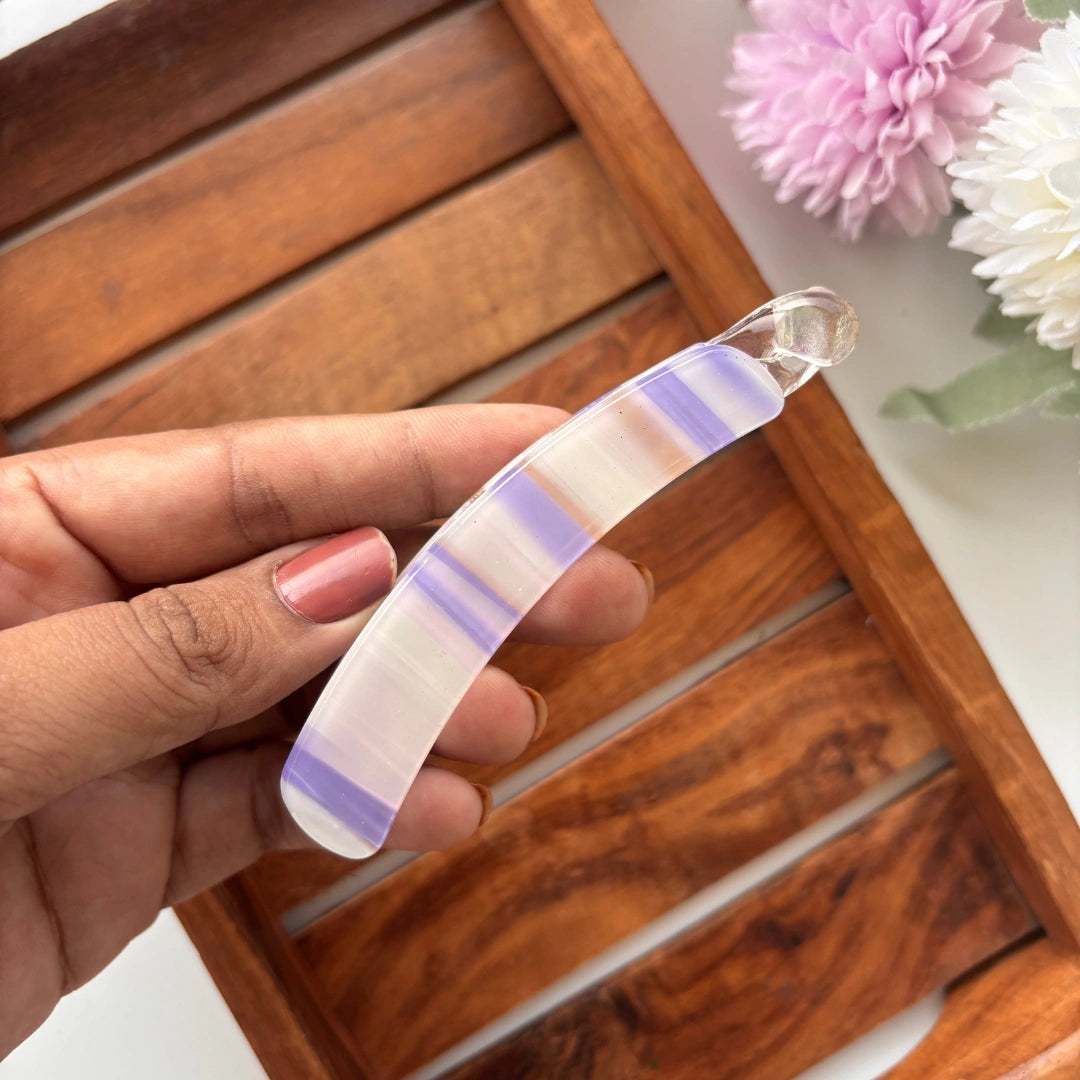 Pastel Stripes Curve Lock Banana Clip - Medium