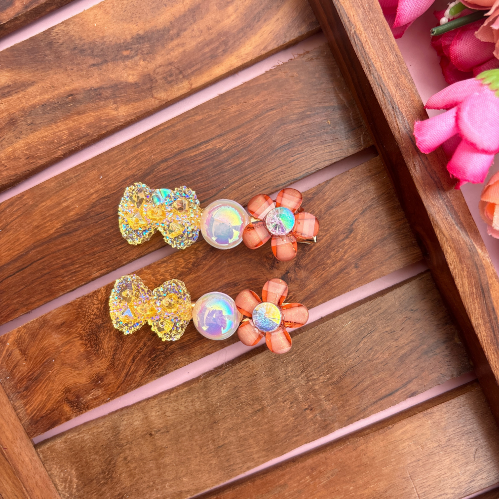 Bow with Shinny Circle Alligator Clips