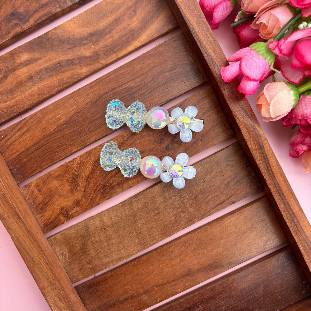 Bow with Shinny Circle Alligator Clips