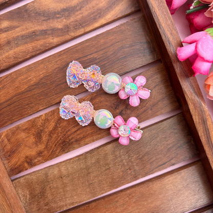 Bow with Shinny Circle Alligator Clips