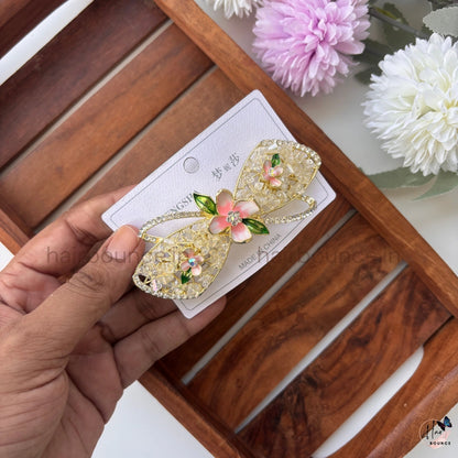 Crystal Petal Floral Hair Barrette