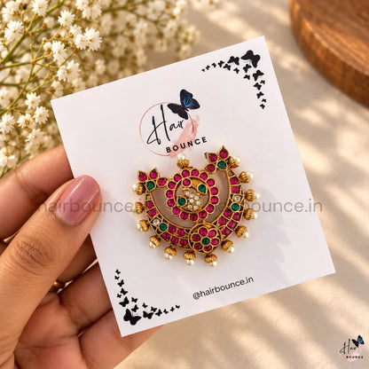 Chandrika Peacock Kemp Hair Clip with Pearls