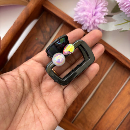 Crystal Pearl Rectangle Hair Claw – Medium