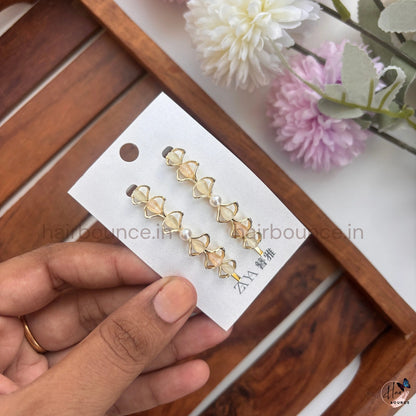 Golden Butterfly Pearl Drop Hair Pins