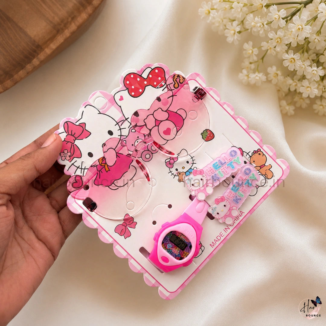 Hello Kitty Kids Hair Accessory Gift Set – Sunglasses, Hair Clips & Decorative Watch