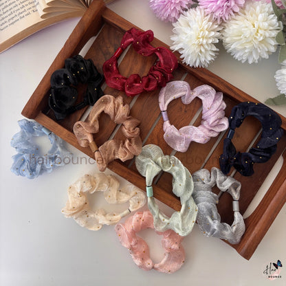 Pearl Stud Organza Scrunchies