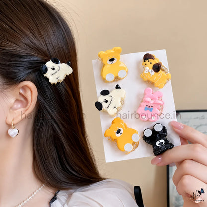 Cute Cartoon Animal Mini Hair Claw Clips for Girls – Pack of 6