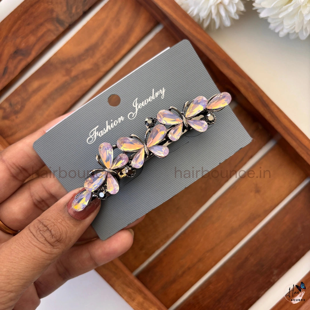 Iridescent Butterfly Crystal Center Clip