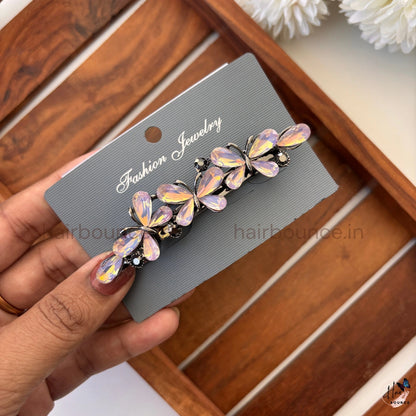 Iridescent Butterfly Crystal Center Clip