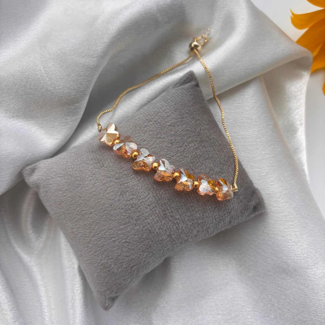 Butterfly Crystal Bead Bracelet – Adjustable