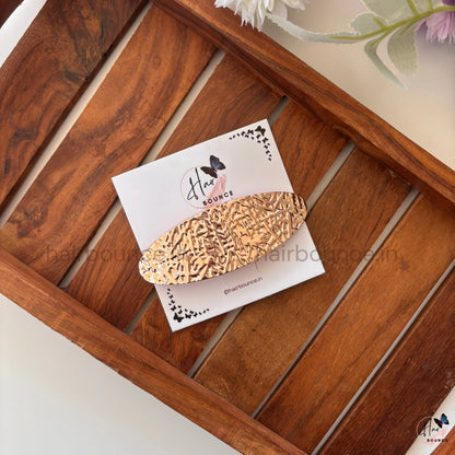 Imperial Embossed Metallic Oval Barrette – Royal Texture Collection