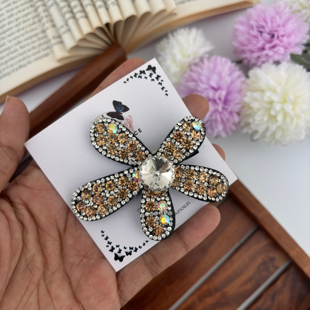 Stone Filled Flower Alligator Clip