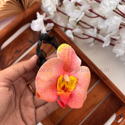 Orchid Bloom Floral Scrunchie Hair Tie