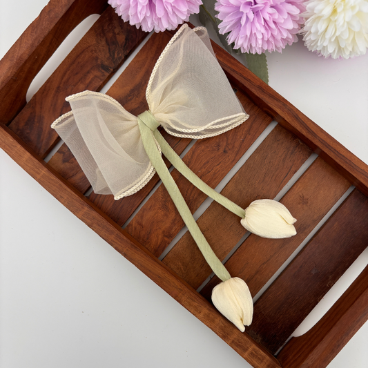 Tulip Drop Organza Bow Hair Clip