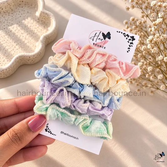 Pastel Petals Hair Scrunchies for Women & Girls