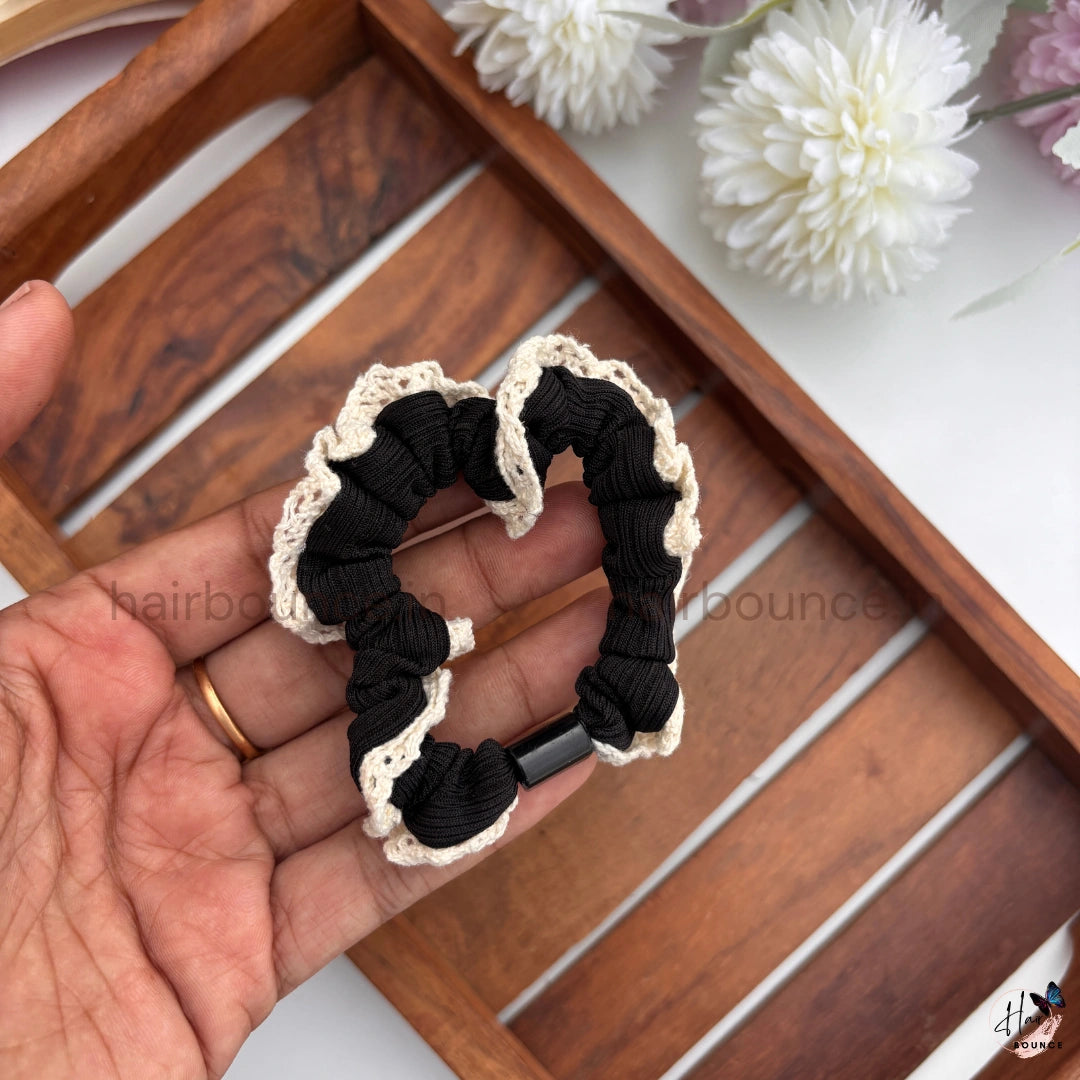 Vintage Lace Trim Scrunchie Hair Tie