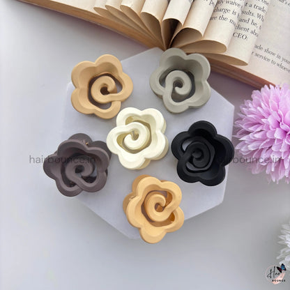 Nude Shade Swirl Flower Hair Claw – Small