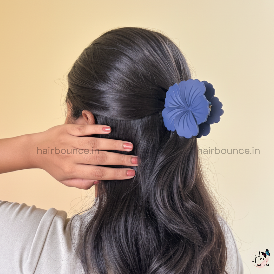 Colourful Matte Finish Hibiscus Hair Claw – Large