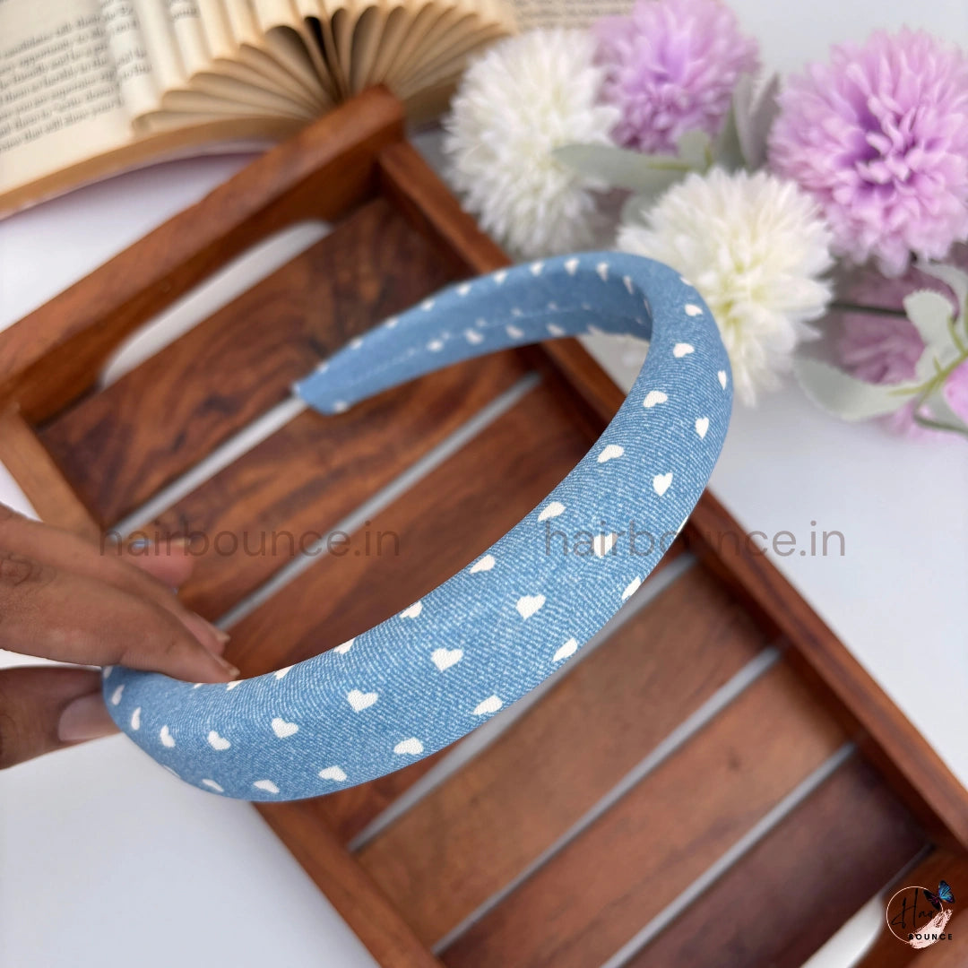 Sweetheart Denim Padded Headband for Women & Girls