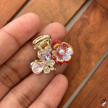 Crystal Butterfly Blossom Mini Hair Claw – Small