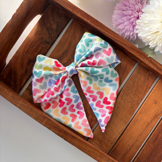 Rainbow Heart Sailor Bow