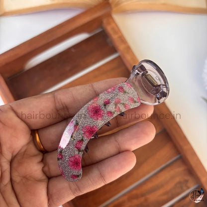 Vintage Rose Garden Banana Hair Clip - Medium