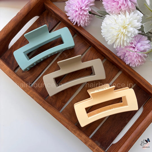 Matte Hollow Rectangle Hair Claw – Large