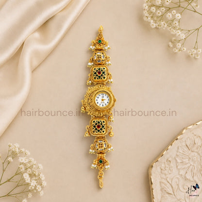 Heritage Jagannath Temple Bracelet Watch – Traditional Antique Gold Ethnic Watch for Women