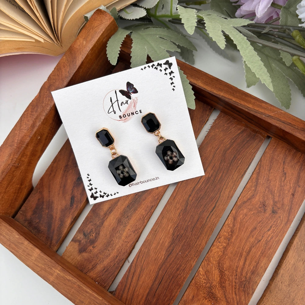 Emerald Luxe Drop Earrings – Black