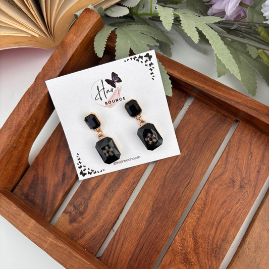 Emerald Luxe Drop Earrings – Black