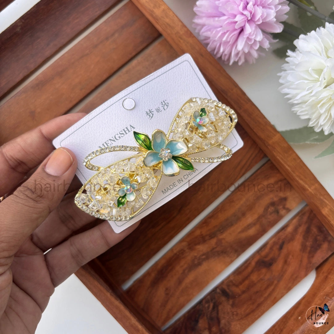 Crystal Petal Floral Hair Barrette