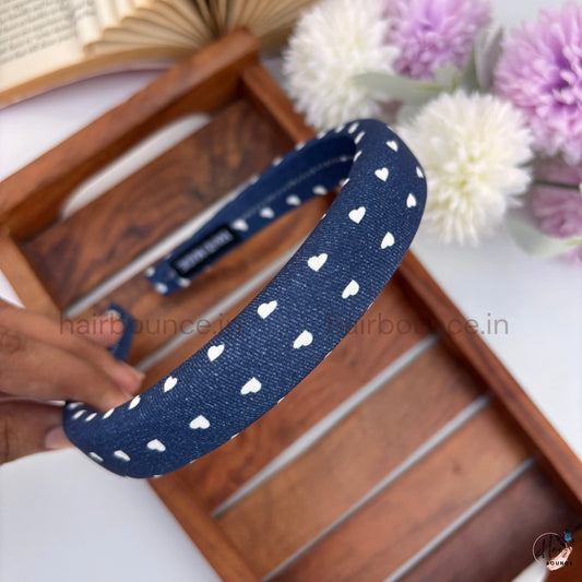 Sweetheart Denim Padded Headband for Women & Girls