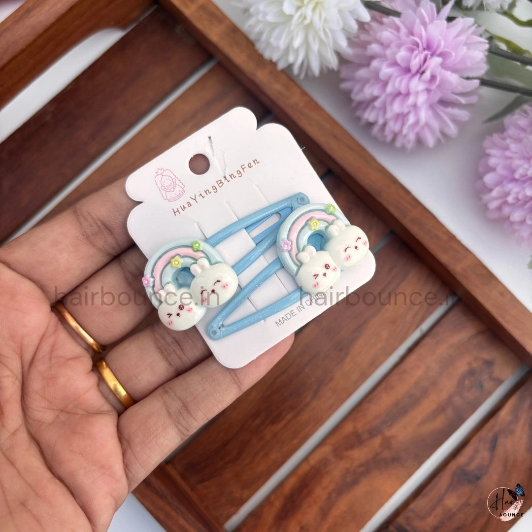Rainbow Bunny Kids Snap Hair Clips