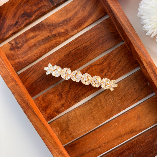 Golden Crystal Petal Hair Clip