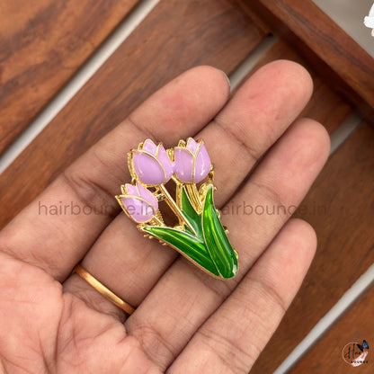 Tulip Garden Metal Hair Claw Clip - Small