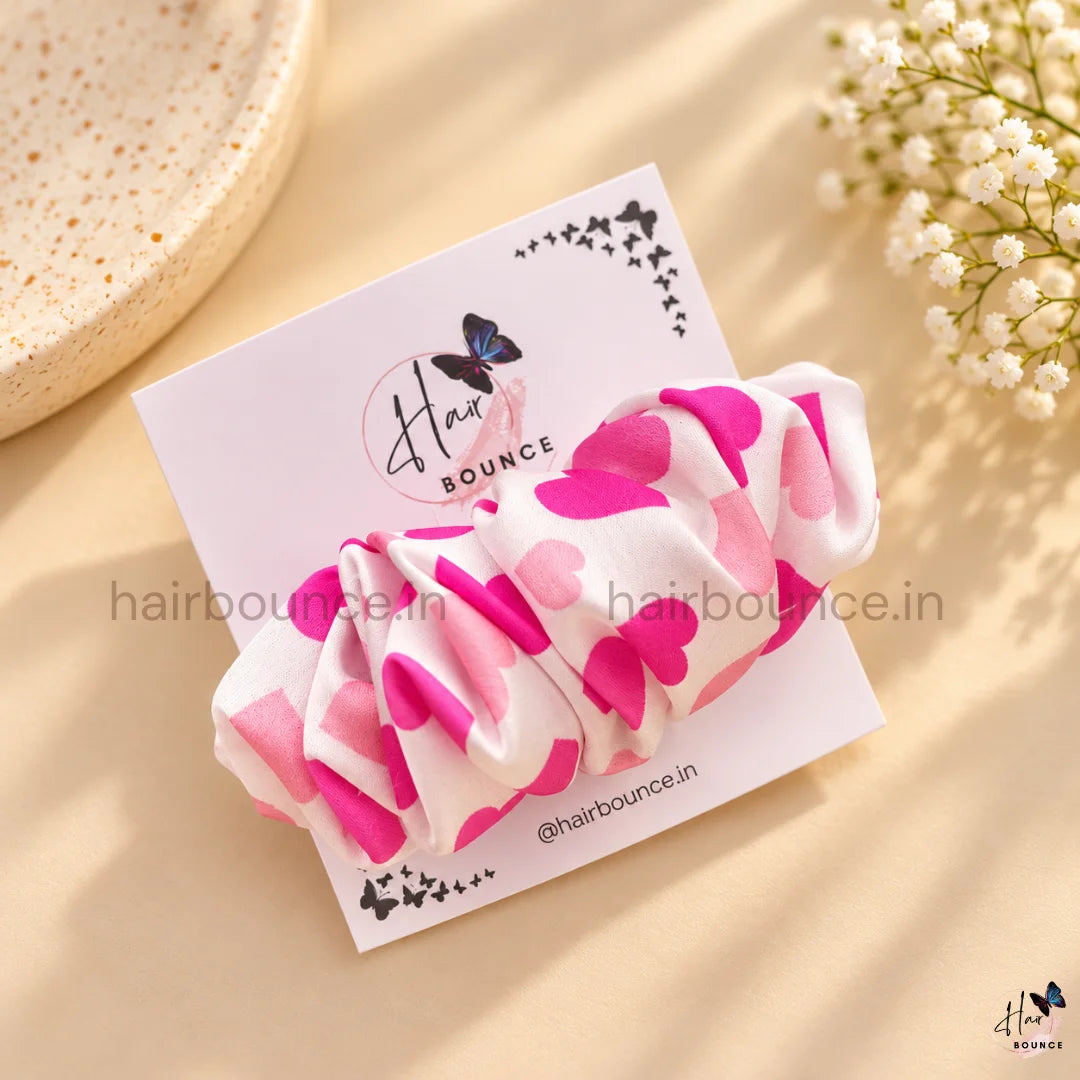 Sweetheart Pink Printed Satin Center Hair Clip