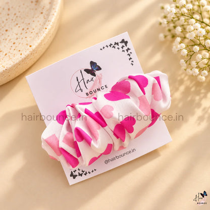 Sweetheart Pink Printed Satin Center Hair Clip