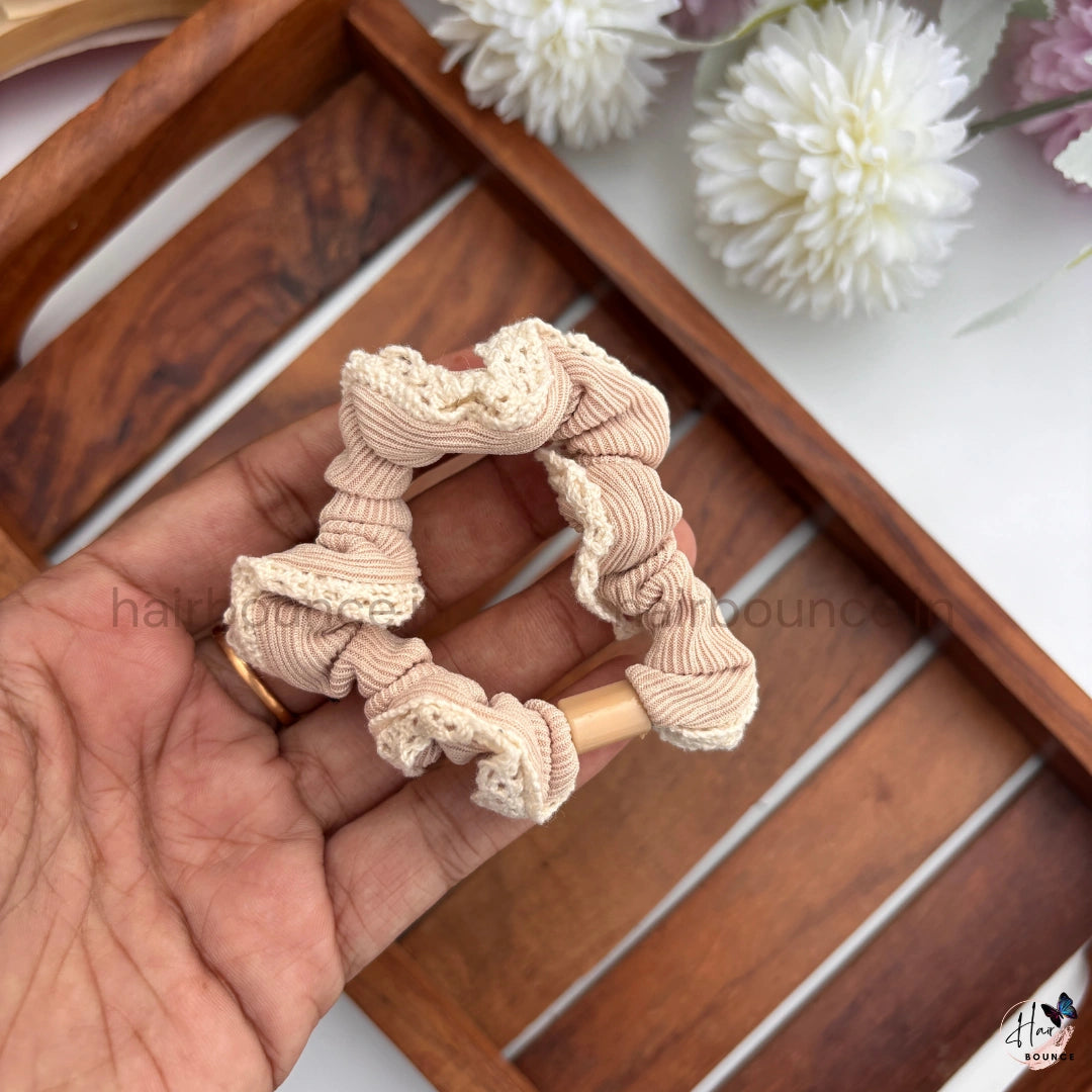 Vintage Lace Trim Scrunchie Hair Tie
