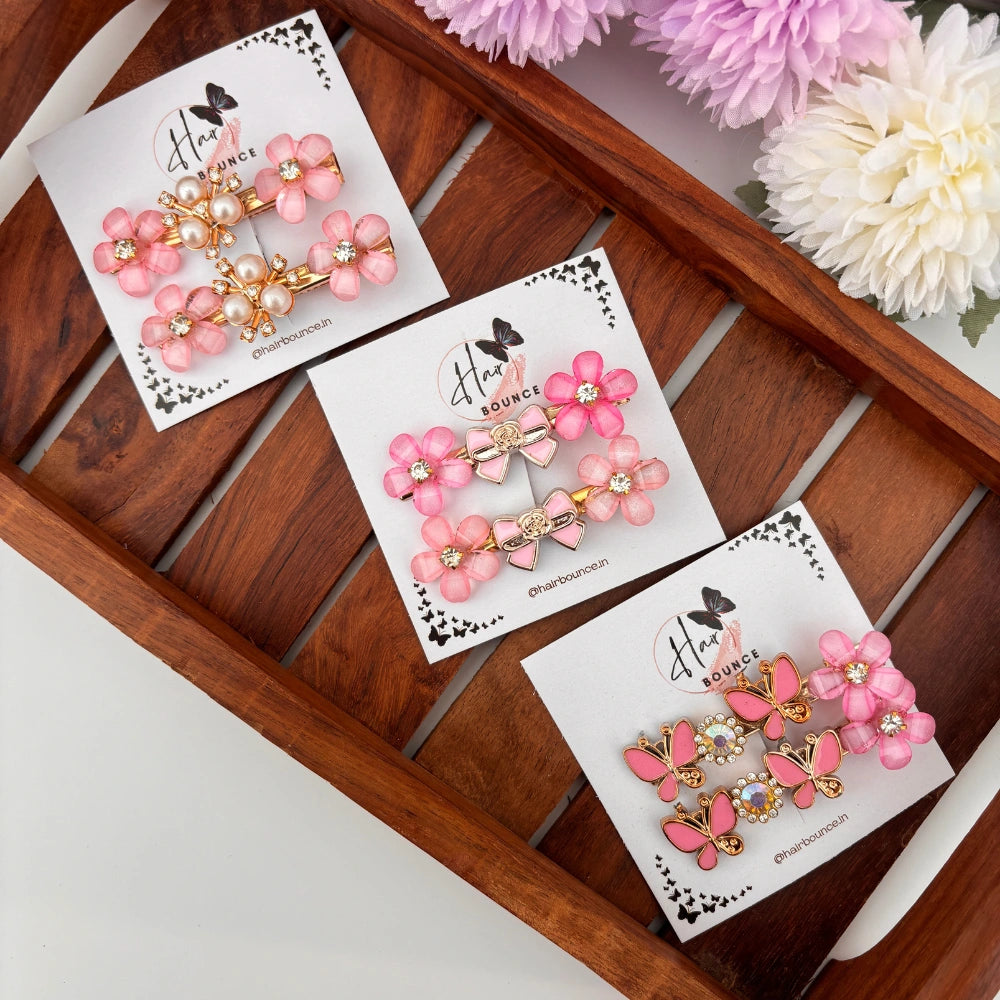 Pink Flower Alligator Clip