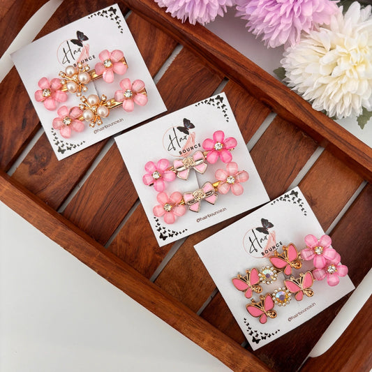 Pink Flower Alligator Clip