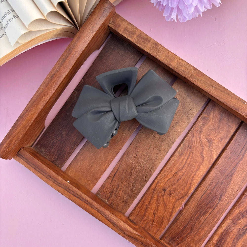 Matte Finish Bow Hair Claw - Large