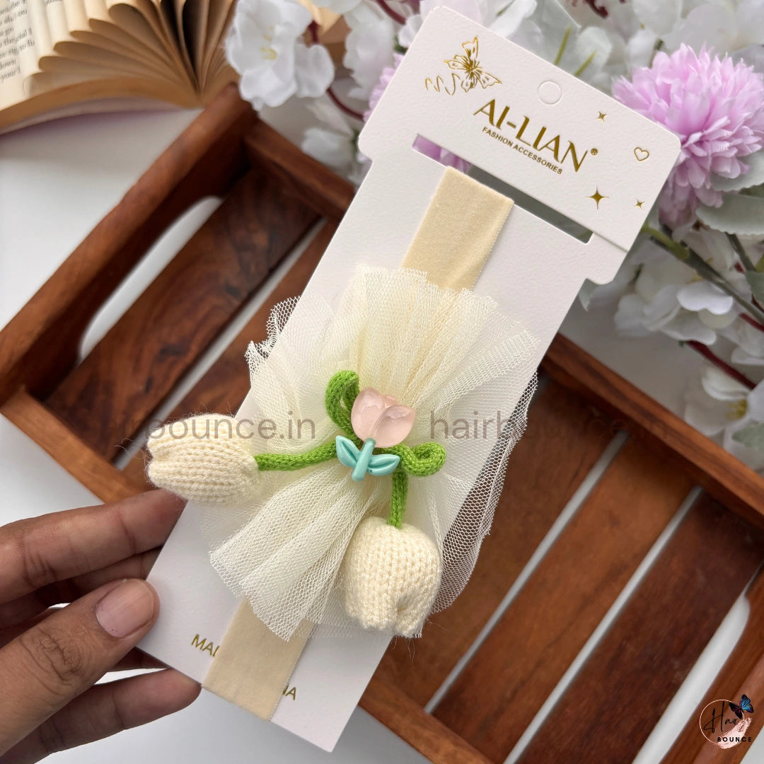 Tulip Charm Crochet Newborn Baby Nylon Headband